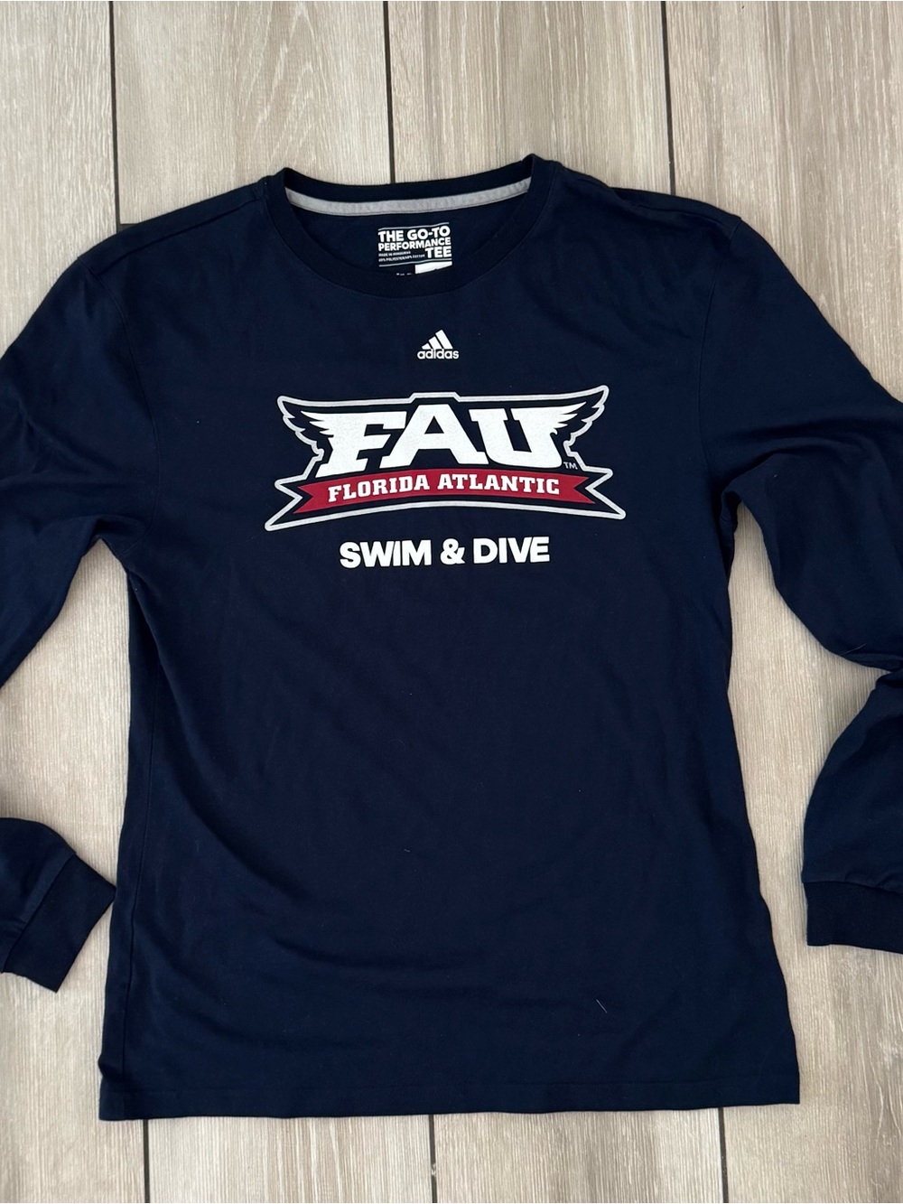 adidas Navy & White Performance Long Sleeve Tee